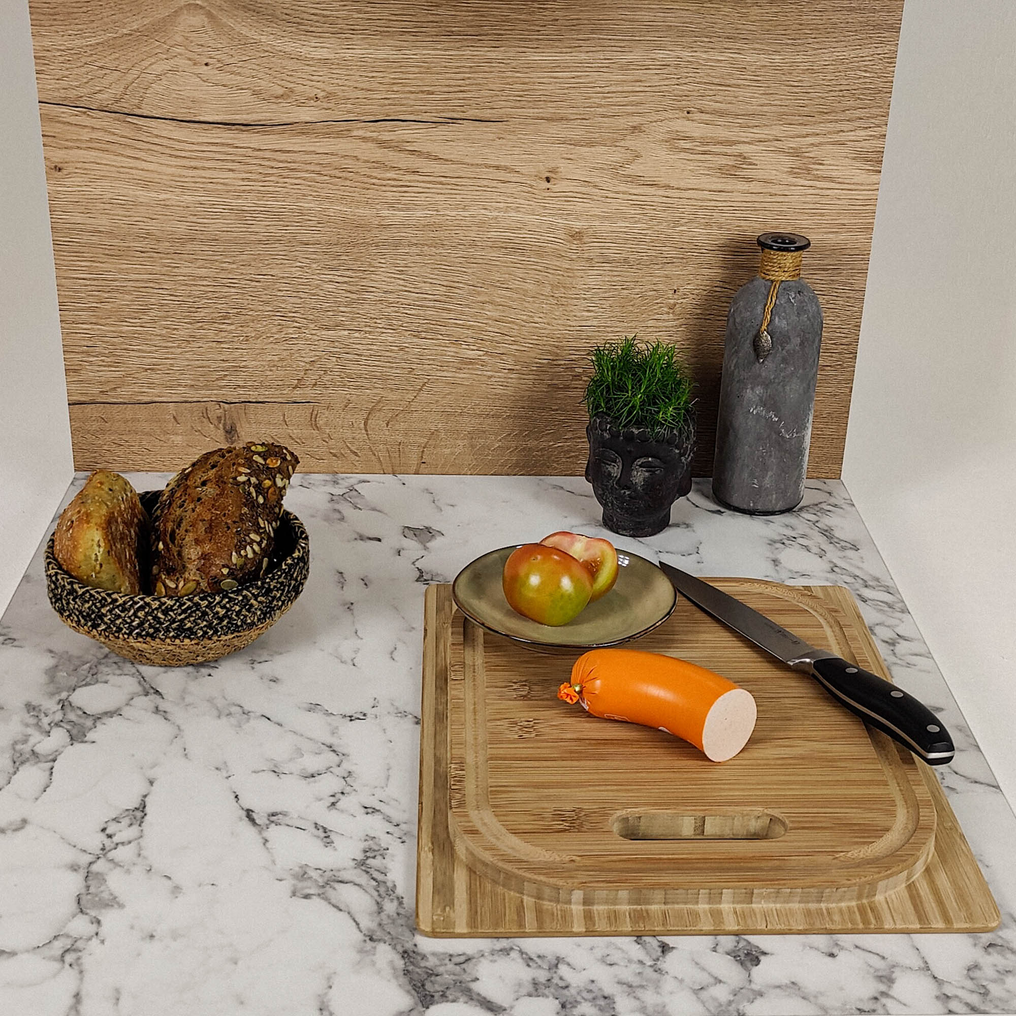 3082-Schneidebrett mit Spülenabdeckung für Knaus Modelle (rechteckig) - Bambus Dunkel / 258 x 322 mm