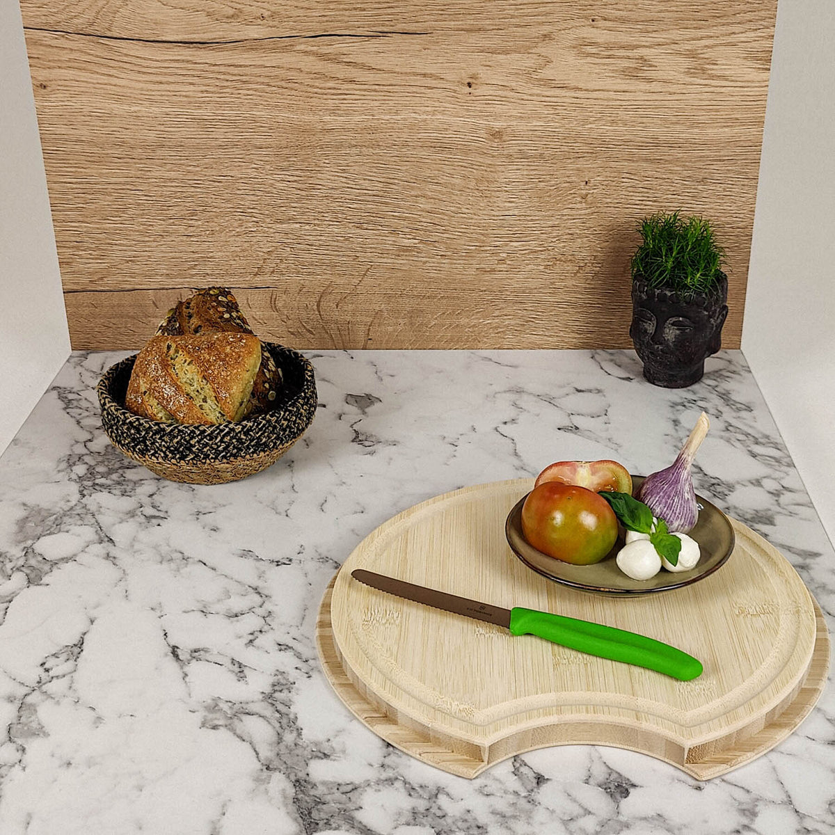 3397-Snijplank met afdekplaat voor Knaus modellen (rond) - Licht bamboe / 288 mm x 308 mm