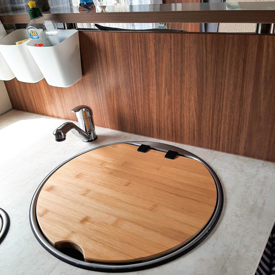 Planche à découper avec couvercle d'évier pour évier universel Thetford avec couvercle en verre