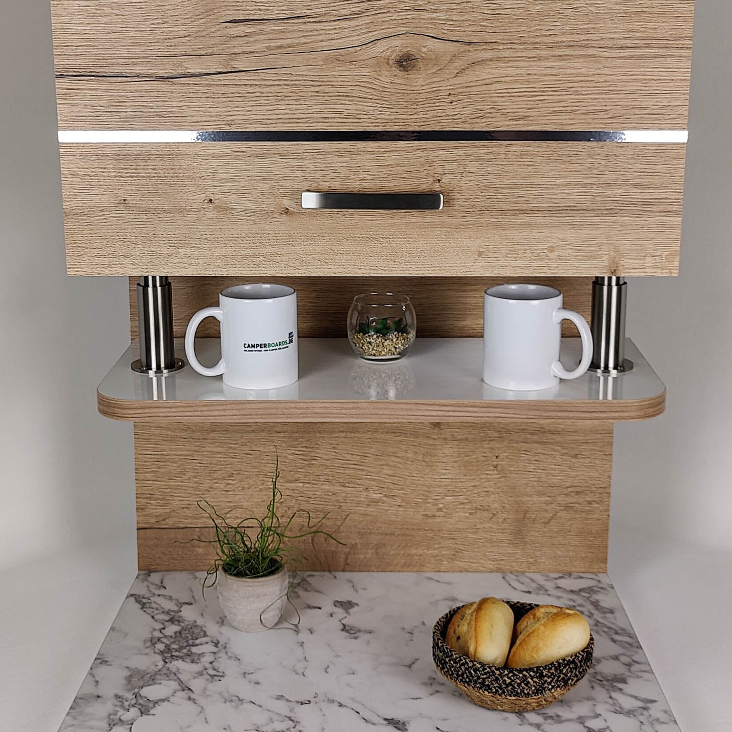 #farbe_Hochglanzweiß mit Kante in Kirsche/Havanna