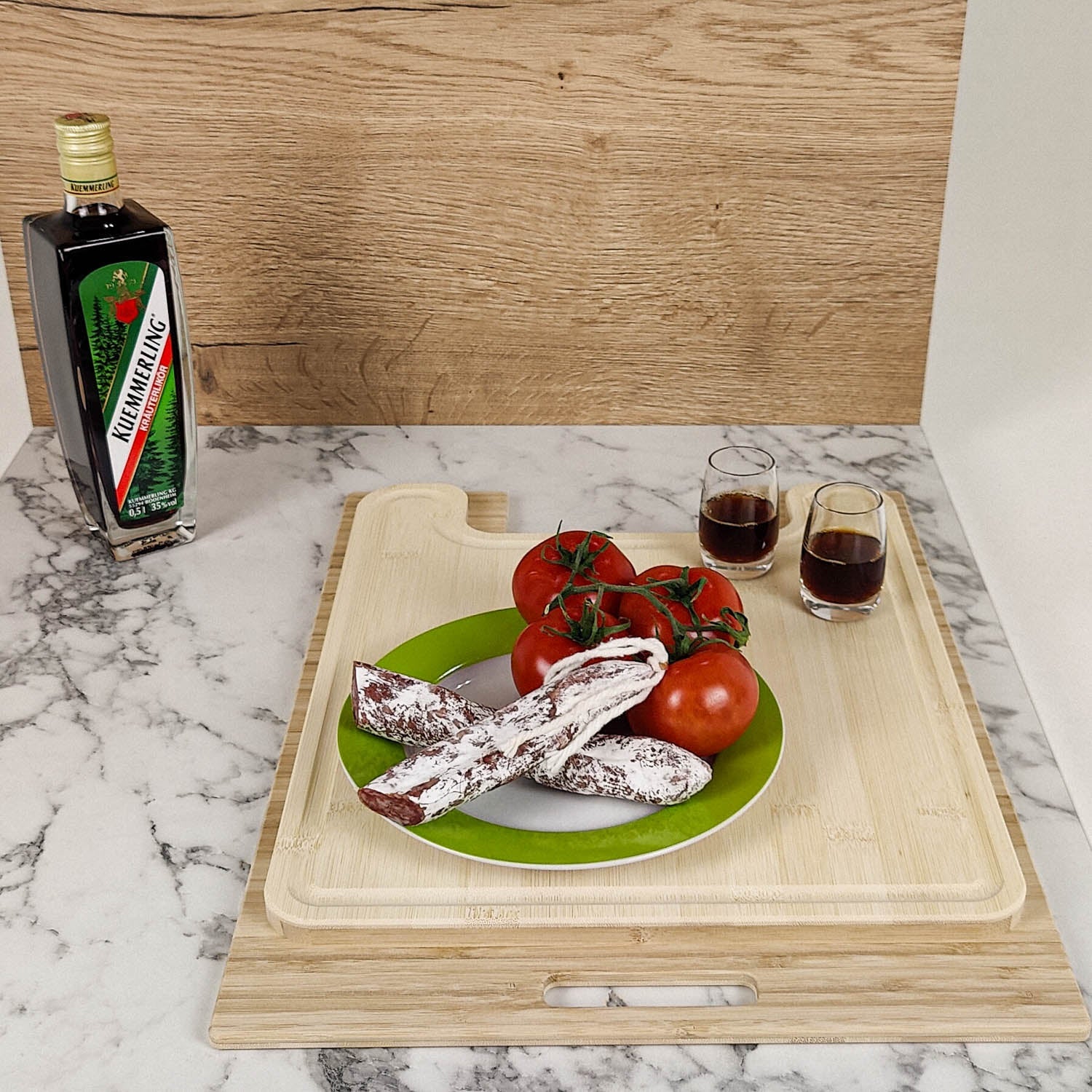 3078-Schneidebrett mit Spülenabdeckung für Adria Compact und zahlreiche Adria Wohnwagen - Bambus Hell