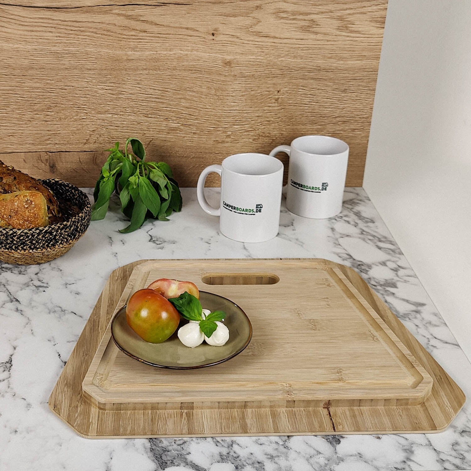 3017-Schneidebrett mit Spülenabdeckung für Adria Modelle - Bambus Dunkel