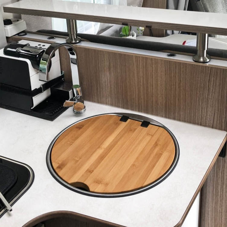 Schneidebrett mit Spülenabdeckung für Thetford Universalspüle mit Glasabdeckung